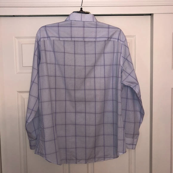 Calvin Klein Purple Windowpane Dress Shirt, 17 - Picture 2 of 5
